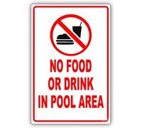 Warning Sign,Pool Rules Sign,Pool Safety Sign No Food Or Drinks in Pool Area Swimming Beach Rules Sign Metal Aluminum Sign_12"x16"