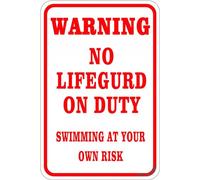 Warning sign,pool rules sign,warning - no lifeguard on duty, swim at your own risk” metal sign pool safety sign metal aluminum sign 8×12 INCH
