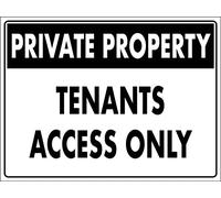 Warning Sign Private Property Tenants Access Only Weatherproof Metal Tin Wall Plaque Tough Metal Poster For Outdoor Use,Indoor 20X30Cm