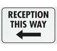 Warning Sign: Reception This Way Left Arrow, Safe Sign for Outdoor Use, directs visitors to reception 12x8 Inch