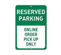 Warning Sign Reserved Parking Online Order Pick Up Only Vintage Metal Tin Signs for Home Workplace Kitchen Bar Cafe Garden Farm Farmhouse Wall Decor 8x12 Inch