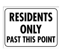 Warning Sign Residents Only Past This Point Tough Safety Sign Decorative Tin Sign For Outdoor Use,Indoor 20X30Cm