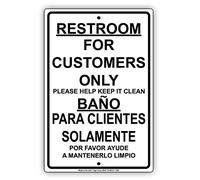 Warning Sign Restroom for Customers Only Please Help Keep It Clean Business Aluminum Metal Tin Signs 8"x12"