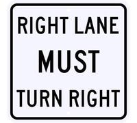 Warning Sign RIGHT LANE MUST TURN LEFT SIGN Engineer Grade Reflective Aluminum LEGAL Metal Tin Sign Square Sign 12x12 inches