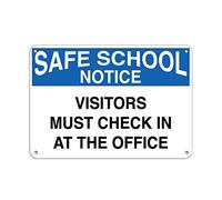 Warning Sign Safe School Notice Visitors Must Check in at The Workplace Business Metal Tin Signs 8"x12"
