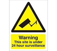 Warning Sign Site Under 24 Hour Surveillance Adhesive Vinyl 20 x 15 cm