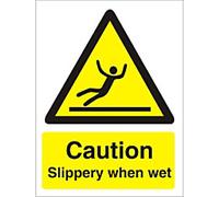 Warning Sign Slippery When Wet Adhesive Plastic 30 x 20 cm