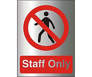 Warning Sign Staff Only Adhesive Aluminium 20 x 15 cm