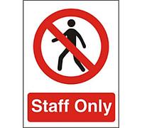 Seco Staff Only Sign, 200mm x 300mm - 1mm Semi Rigid Plastic