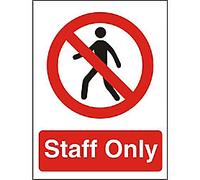 Warning Sign Staff Only Wall Mounted PVC (Polyvinyl Chloride) 15 x 20 cm
