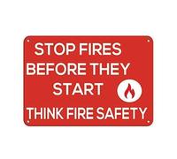 Warning Sign Stop Fires Before They Start Think Fire Safety Sign Business Sign Aluminum Metal Tin Sign 8x12 Inch