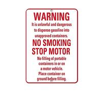 Warning Sign Stop Motor Unlawful Dangerous To Dispense Gasoline Business Sign Aluminum Metal Tin Sign 8"x12"