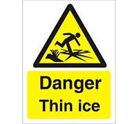 Warning Sign Thin Ice Adhesive Plastic 20 x 15 cm