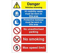 Warning Sign Vehicles Reversing Adhesive Plastic 60 x 40 cm