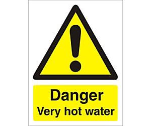 Warning Sign Very Hot Water Adhesive Vinyl 20 x 15 cm W0190SAV1