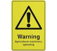 Warning Sign - Warning Agricultural Machinery Operating, Aluminum Rust-Proof Outdoor Metal Sign, for Farms, Fields, Business, Workplace, 12x16 inch