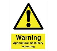 Warning Sign - Warning Agricultural Machinery Operating, Rustic Metal Tin Sign, for Home, Cafe, Bar, Kitchen, Farm Fields, Outdoor Art Decor, 12x16 inch