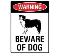 Warning Sign - Warning Beware Of Dog Border Collie Retro Vintage, Aluminum Tin Sign, Vintage Style, for Pools, Yards, Wall Decor, 12x16 inch