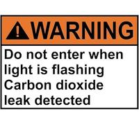 Warning Sign - Warning Do Not Enter When Light Is Flashing Carbon, Gas Pipe Security Metal Tin Sign, Suitable For Carbon Gas Zones (Like Co2 Storage) To Block Entry During Flashing Lights, 12X8 Inch