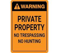Warning Sign - Warning Private Property No Trespassing No Hunting, Premium Aluminum Yard Sign, Sun-Proof, Rust-Free, for House, 12x16 inch