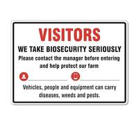 Warning Sign We Take Biosecurity Seriously Tough Metal Signs Durable Wall Art Decor For Bathroom Garden Shop 20X30Cm