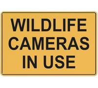Warning Sign - Wildlife Cameras In Use, Aluminum Rust-Proof Safe Sign, for Nature Reserves, Private Lands, Driveway Alerts, 12x16 inch