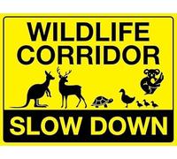 Warning Sign - Wildlife Corridor Be Alert Bright Yellow Retro, Aluminum Tin Sign, Vintage Style, for Pools, Animal Zones, Wall Decor, 12x16 inch