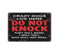 Warning signs,Beware of Mad Dogs Sign,Movie Poster,Crazy Dogs Live Here Do Not Knock Vintage Metal Tin Signs Metal Funny Wall Decor for Home House Gate Lawn Garden Yard,Outdoor Decor 8"x12"