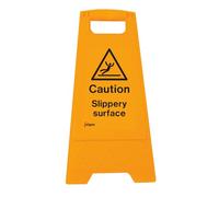 Warning Signs - Caution slippery surface (free-standing floor sign) - Yellow Polypropylene