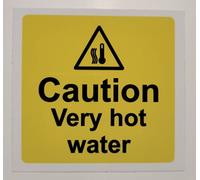 Warning Signs Caution Very hot Water Safety Sign - Self Adhesive Sticker 100mm x 100mm