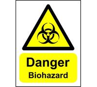 Warning signs Danger Biohazard Safety sign - Self adhesive sticker 150mm x 100mm