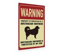 Warning Signs for Property Farmhouse Art Decor Property is Protected By A Australian Shepherd Aluminium Plate Signs Plaques for Home Decor Gifts for Dog Lover 8x12 Inch