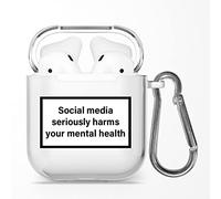 Warning Signs Quotes Name Text Soft TPU Clear Case Cover for AirPods 1 & 2 - Social Media