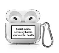 Warning Signs Quotes Name Text Soft TPU Clear Case Cover for AirPods 3 - Social Media