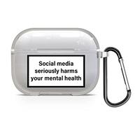 Warning Signs Quotes Name Text Soft TPU Clear Case Cover for AirPods Pro 2 - Social Media