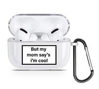 Warning Signs Quotes Name Text Soft TPU Clear Case Cover for AirPods Pro - Mom says im cool