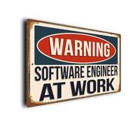 Warning Software Engineer at Work Sign | Vintage Style Weatherproof Plaque | Durable Aluminium Composite | UV Fade Resistant | Funny Gifts for Software Engineers