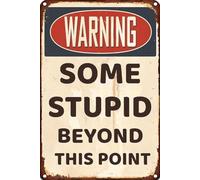 Warning Some People Stupid At This Point Wall Tin Sign Vintage Poster Sign Funny Metal Sign Metal Signs For Home Bathroom Kitchen Garden Man Cave Garage Coffee Wall Decor Gift For Women Men 8x12 Inch