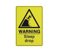 Warning Steep Drop Sign Metal Signs 12X8 Inch Rust Free Aluminum,Uv Ink Printing,Durable/Weatherproof Outdoor For Home
