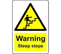 Warning steep Steps Safety Sign - 1mm Plastic Sign (600mm x 400mm)