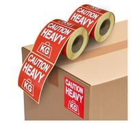 Warning Stickers 'Caution Heavy' Sticky Labels 80x103mm - 1000 Pack Bright Red Stickers, Moving House, Heavy Label for Packing Box Labels and Storage, Adhesive Paper Sticker Pack for Parcel Packaging