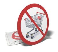 Warning Stickers - Shopping Cart and Forbidden Trolley - 3 Round Stickers - 10 cm