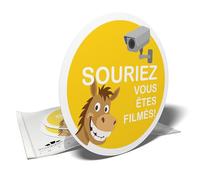 Warning Stickers, Surveillance Camera, Smile, You're Filming, 3 Round Stickers, 10 cm