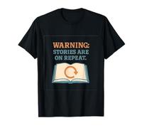 Warning: Stories Are On Repeat Mom Life Book Lover novelty T-Shirt
