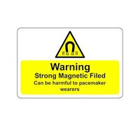 Warning strong magnetic field can be harmful to pacemaker sign - 1.2mm Rigid plastic for indoor/outdoor usage (300mm x 200mm) Viewing Distance within 7m.