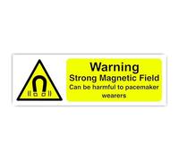 Warning Strong Magnetic Field Can Be Harmful To Pacemaker Wearers - safety sign - 1.2mm Rigid plastic for indoor/outdoor usage (150mm x 50mm) Viewing Distance within 3m.