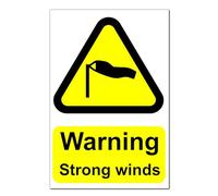 Warning Strong Winds Stickers x10 - Peel & Stick Weather Hazard Safety Signs 100mm x 66mm - Laminated for Durability, Ideal for Outdoors & Home Use
