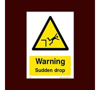 Warning Sudden Drop Plastic Sign (WG61) - Men Working, Very Hot Water, Mind Head, Mind Step, Water, Hot, Vehicles, Fragile Roof