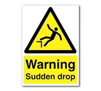 Warning Sudden Drop Sign Slips, Trips & Fall Hazard Identification Metal Tin Sign 8 x 12 inch for Industrial & Commercial Series