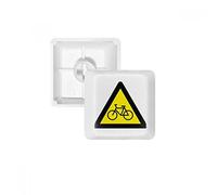 Warning Symbol Yellow Black Bicycle Triangle PBT Keycaps for Mechanical Keyboard White OEM No Marking Print